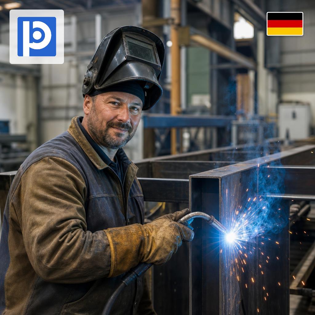 Mag-Schweißer im Stahlwerk