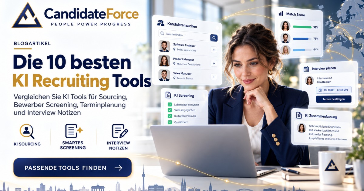 Die 10 besten KI Recruiting Tools 2026 : Sourcing, Screening, Terminplanung und Interviews